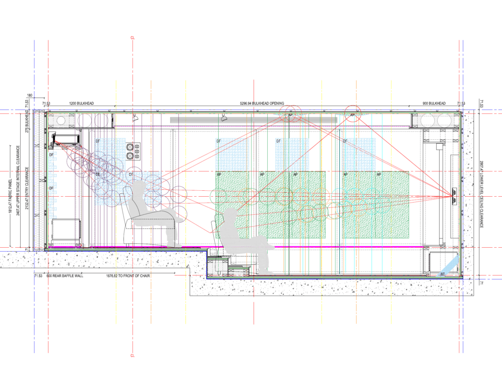 Home cinema design with blueprints