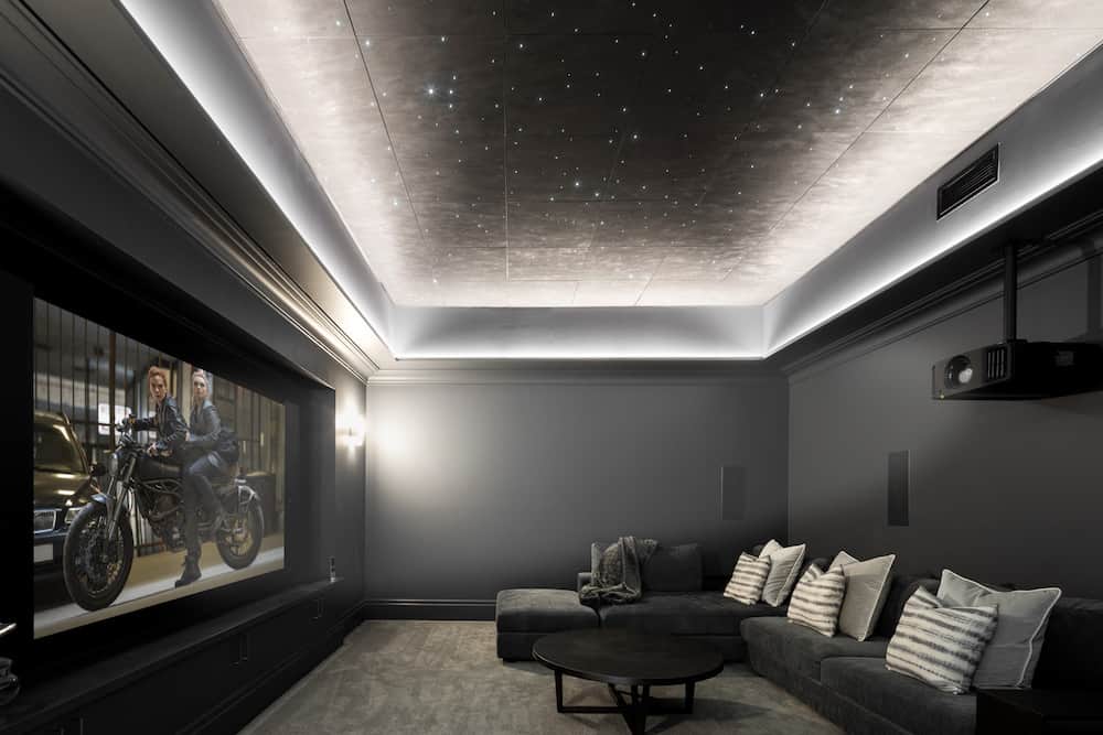 Home cinema screen in modern home theatre